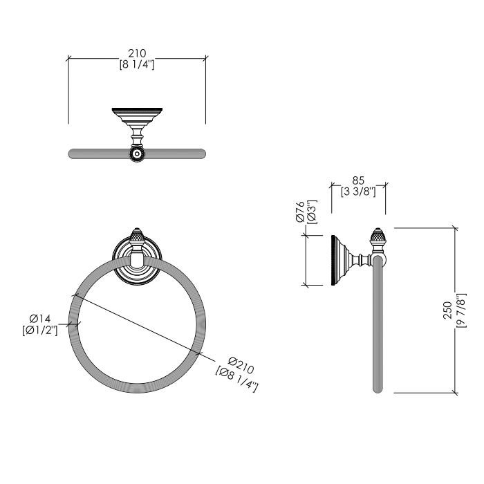 Devon&Devon Diamond Полотенцедержатель - кольцо 21см., подвесной, цвет: светлое золото