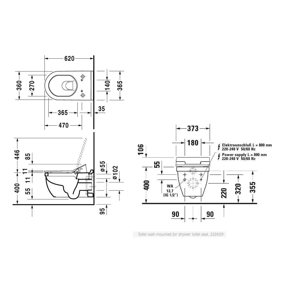 Duravit Starck 3 Унитаз подвесной 62х37см, с крышкой-биде Sensowash Classic