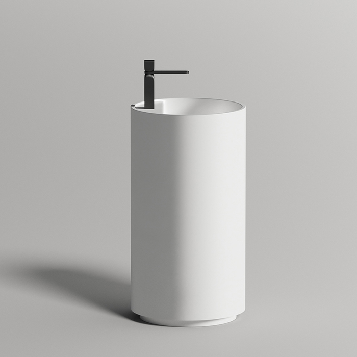 Salini Armonia TOP 201 Раковина напольная 47х47х87cмcм., с 1 отв., донный клапан "Up&Down", сифон, материал: S-Stone, цвет: белый матовый