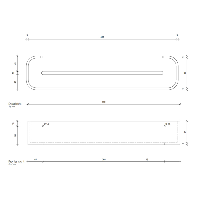 Decor Walther Black Stone DCT45 Душевая полочка 45x10см, подвесная, цвет: черный матовый / сталь матовая