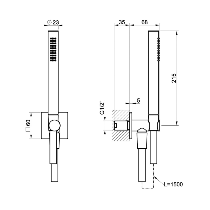 Gessi Incastri Душевой гарнитур, настенный, цвет: Finox Brushed Nickel