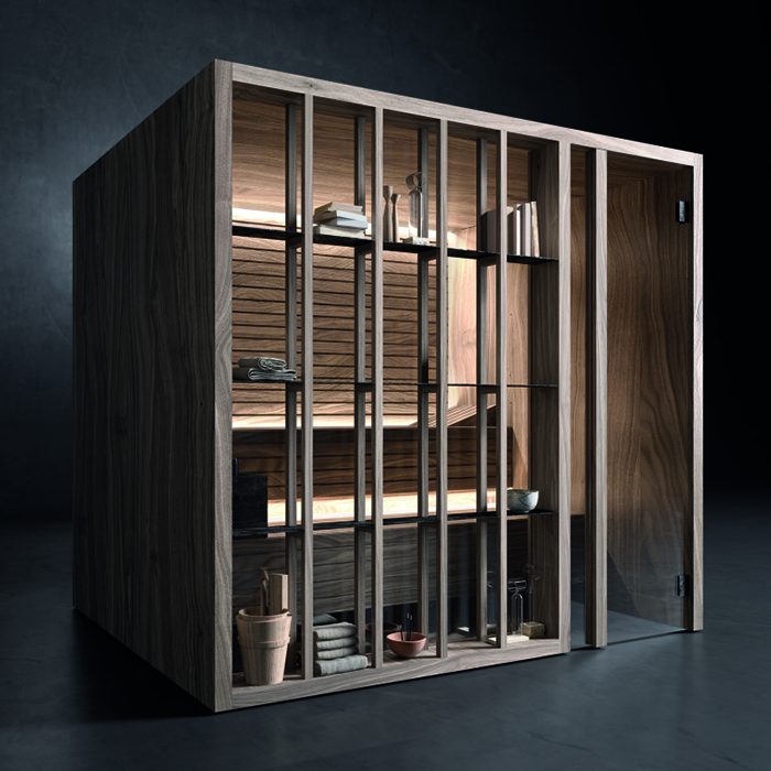 Effegibi Yoku S Shelf Био-Сауна 174x170х214см, угловая DX, цвет: осина термообработанная