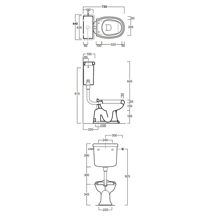 SIMAS Arcade Унитаз 36,5х55см, со средним бачком с боковой ручкой хром, выпуск в пол, цвет белый