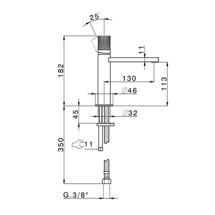 Cisal X32 Смеситель для раковины, на 1отв., цвет: Brushed Stainless Steel