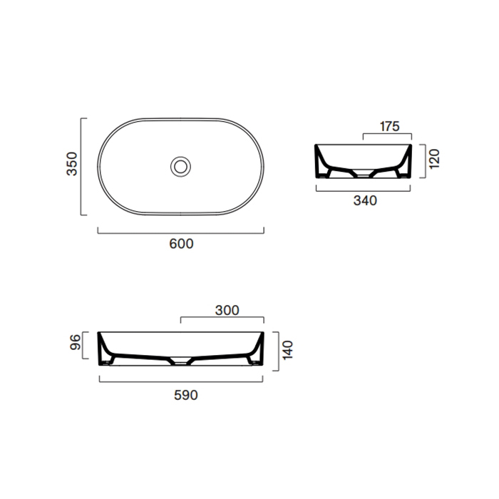 Catalano Zero Раковина 60х35см, накладная, без отв., цвет: белый матовый