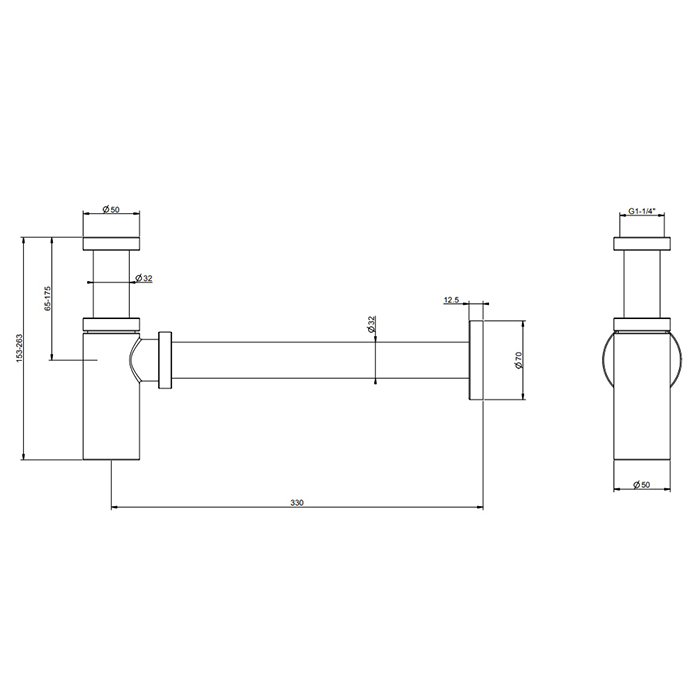 Gessi Technical accessories Сифон на 1 1/4", цвет: хром