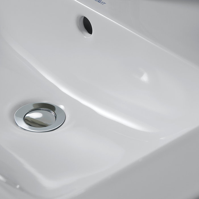 Duravit ME by Starck Раковина подвесная 83х49см, 1 отв., с переливом, полка слева, цвет: белый