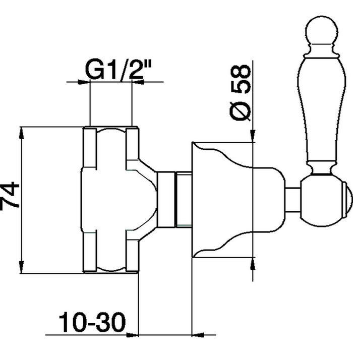 CISAL Arcana Toscana Запорный вентиль 1/2" на горячую воду, цвет: бронза