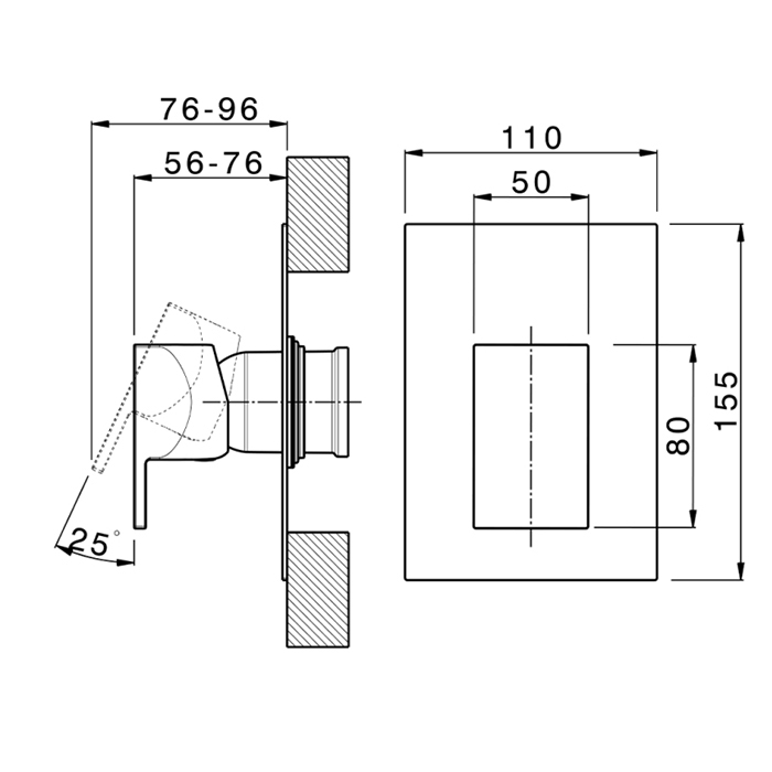 Cisal Hi-Rise Смеситель для душа, встраиваемый, внешняя часть, цвет: хром