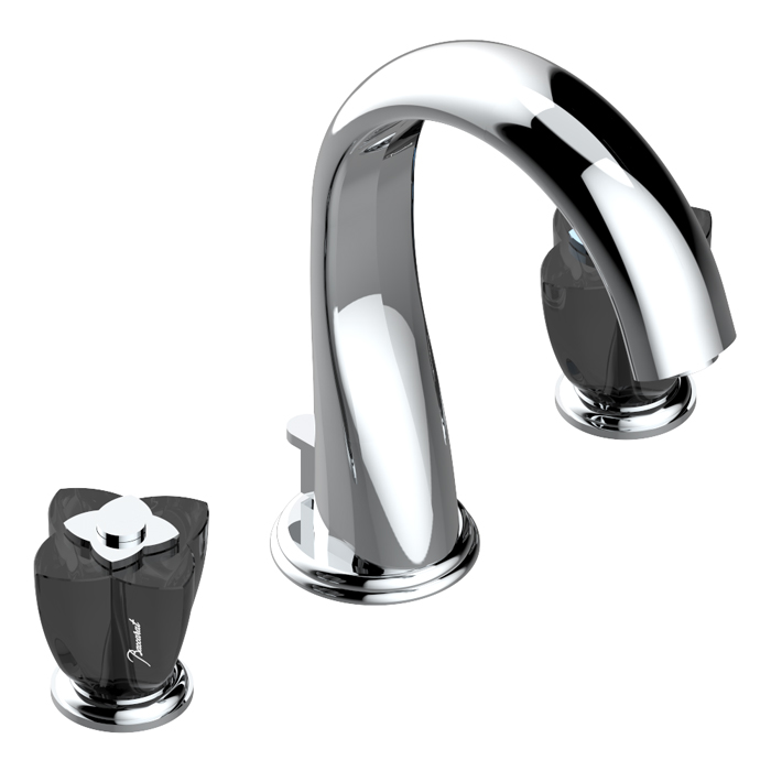 THG Petale de Cristal noir Смеситель для раковины, 3 отв., цвет: хром/черный хрусталь
