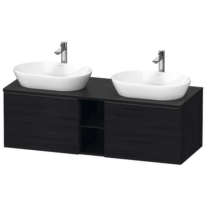 Duravit D-Neo Тумбочка подвесная 140х45.9x55см., 2 раковины, 2 ящика, цвет: Black Oak