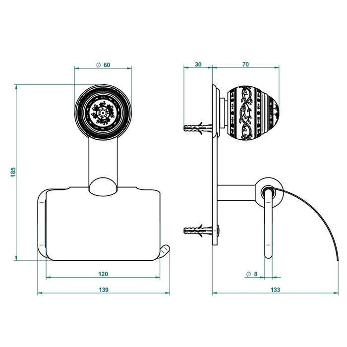 THG Marquise porcelaine noire Держатель для туалетной бумаги с крышкой, подвесной, цвет: золото/черный фарфор