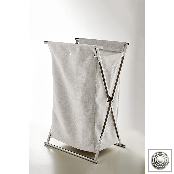 3SC Double Face Корзина для белья 50х80х36см., раскладная, цвет: белый хлопок/никель сатинированный полированный