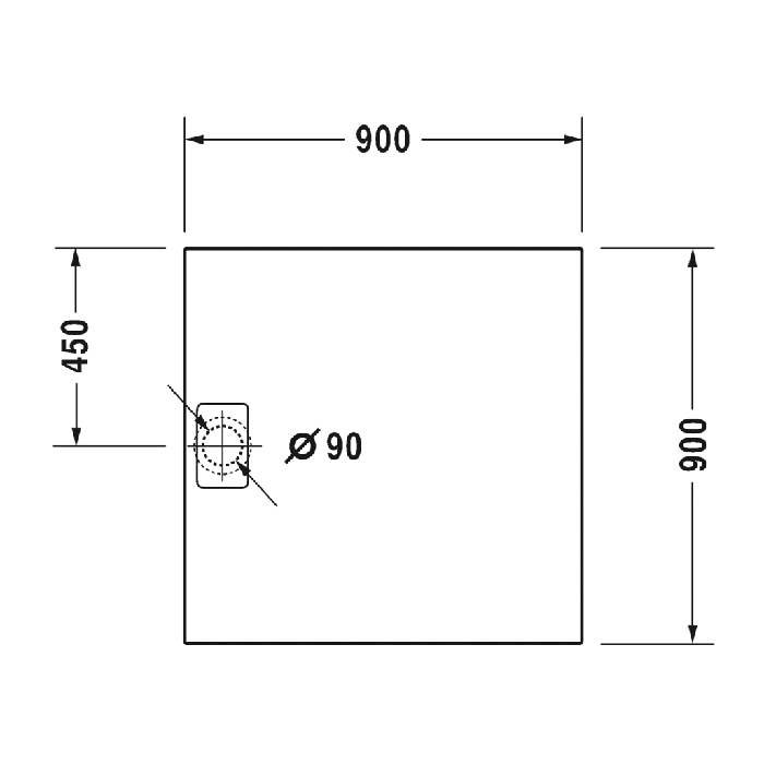 Duravit Stonetto Поддон композитный квадратный 90x90х5см, d9см, цвет: Антрацит