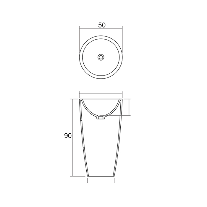 Dea Design Pedestal Basin Раковина 50х50х90см., напольная, без отв., Solid Surface, цвет: Black №16