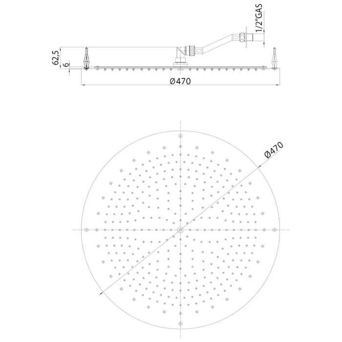 BOSSINI PARIS-OKI Верхний душ Ø 470 мм, FLAT, цвет: хром