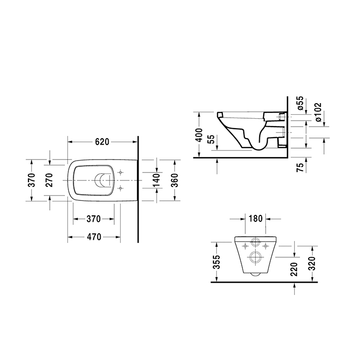 Duravit DuraStyle Унитаз подвесной 62х37см., удлиненный, в комплекте с креплением Durafix, HygieneGlaze, цвет: белый