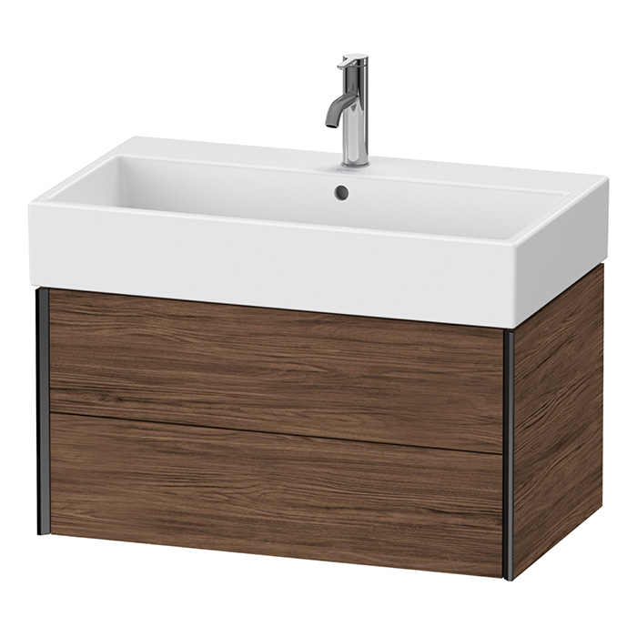 Duravit XViu Тумба подвесная 78.4x45.4x39.7см, с раковиной, 2 ящика, цвет: walnut dark/черный матовый