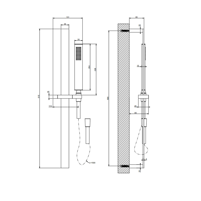 Gessi Rettangolo Душевая стойка с ручным душем, цвет: Black XL