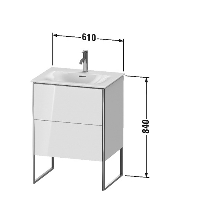 Duravit XSquare База напольная 61x47.8x84см с раковиной, 2 яшика, цвет: глянцевый белый