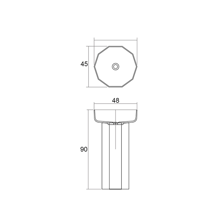 Dea Design Pedestal Basin Раковина 48х45.6х90см., напольная, без отв., Solid Surface, цвет: Black №16
