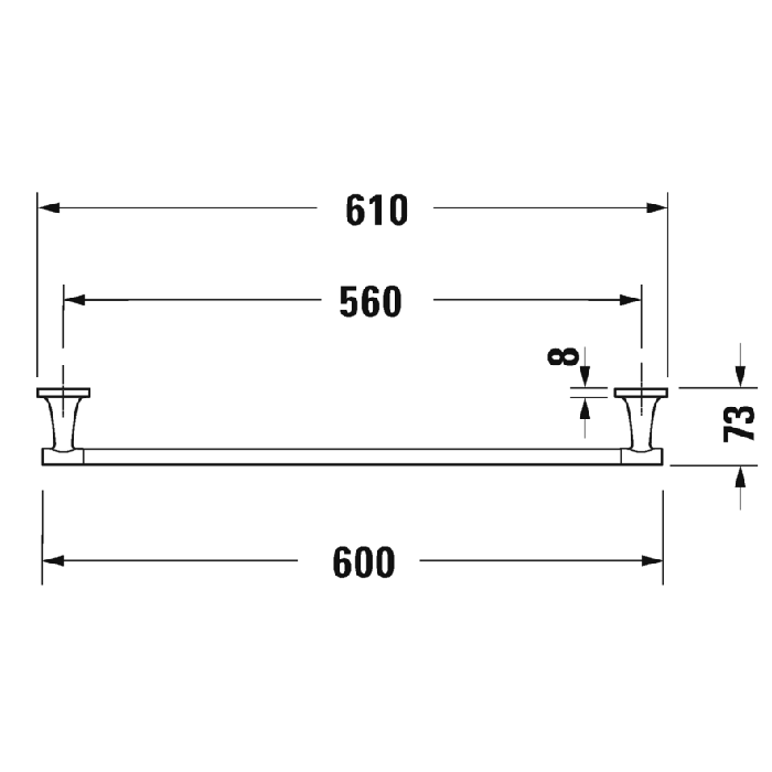 Duravit Starck T Полотенцедержатель 60см, подвесной, цвет: Stainless steel Brushed