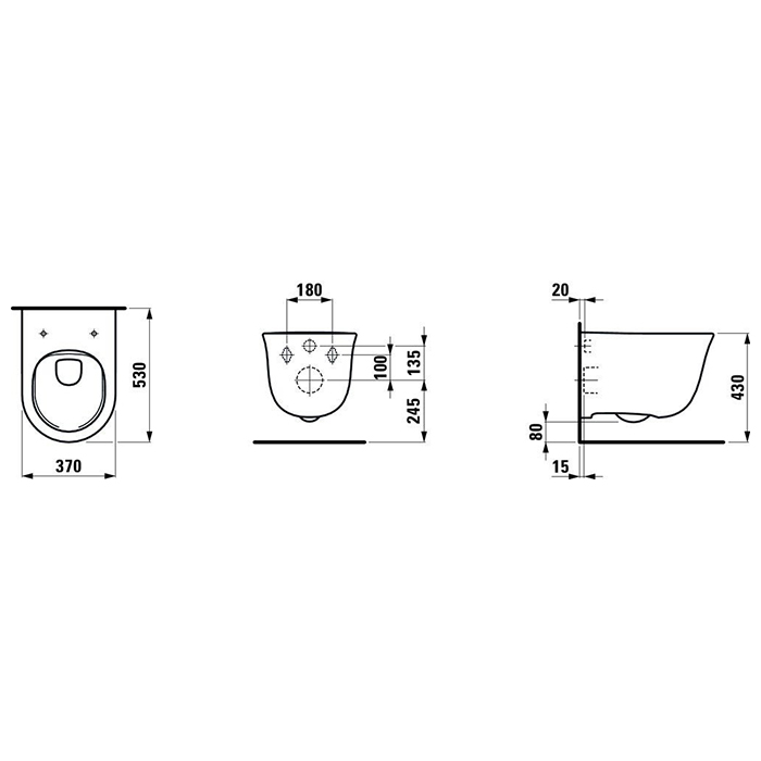 Laufen Palomba Унитаз 54х36х26.5 см., подвесной, безободковый, смыв Rimless, сиденье микролифт, цвет: белый матовый