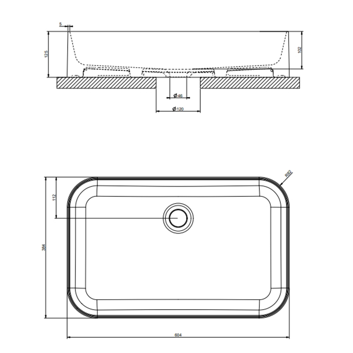 Gessi Rilievo Раковина накладная, 39.4х37.4х10.2см., без отв., цвет: белый