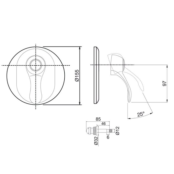 Fima Carlo Frattini Lamp F3309X2CR Однорычажный смеситель для ванны и душа, с переключателем на 2 источника, встраиваемый, цвет: хром