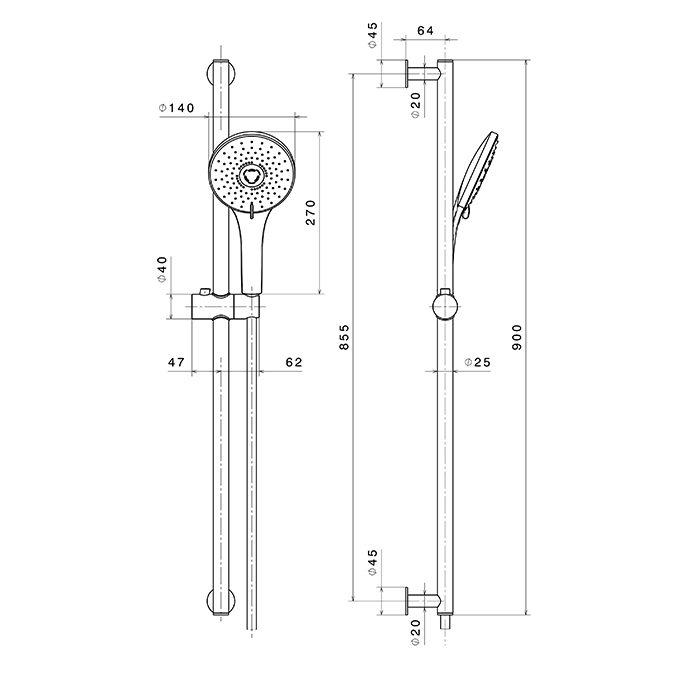 Newform Shower set Душевой гарнитур: штанга, ручной душ из ABS, шланг 150 см, цвет: хром