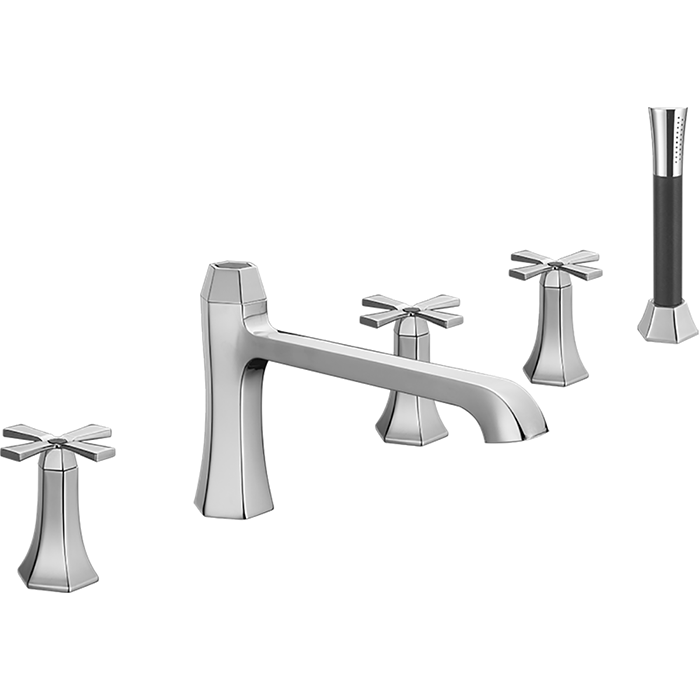 CISAL Cherie Смеситель на борт ванны на 5 отв., излив 210 мм, цвет: хром/черный матовый