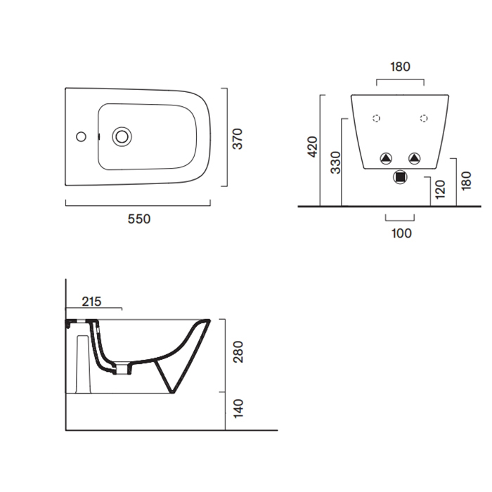 Catalano Green Биде подвесное 55х37см, с 1 отв. под смеситель, цвет: белый глянцевый