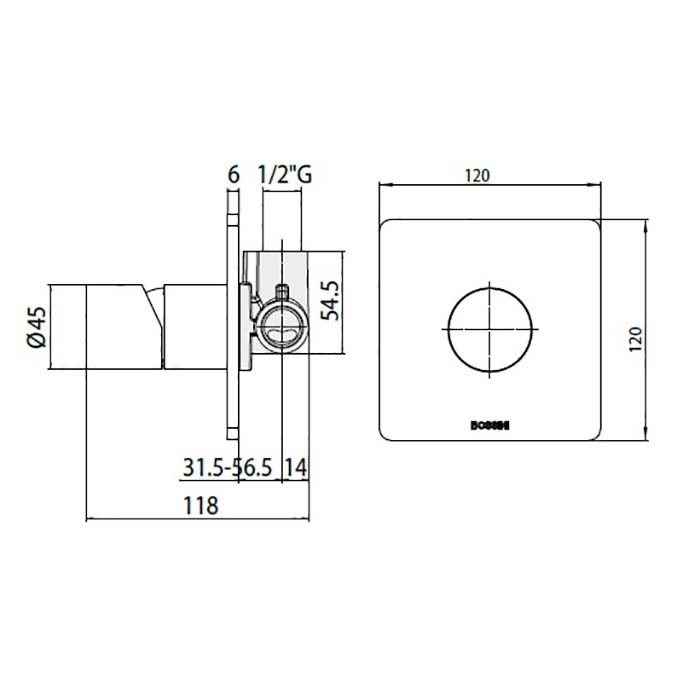 Bossini Inox Смеситель для душа на 1 выход, цвет: сталь брашированная