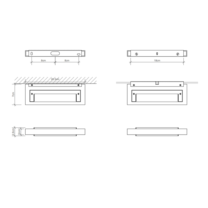 Decor Walther Slim 1-20 Светильник на зеркало 20x7x2см, 1x R7S 118 mm max. 100W, цвет: никель сатинированный