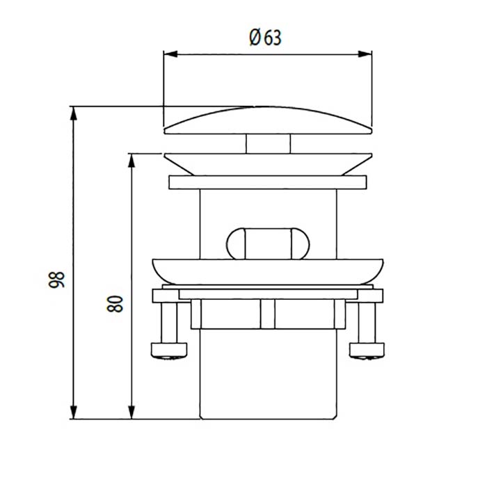 Bossini Inox Автоматический донный клапан из нержавеющей стали  1"1/4, цвет: Сатинированная сталь