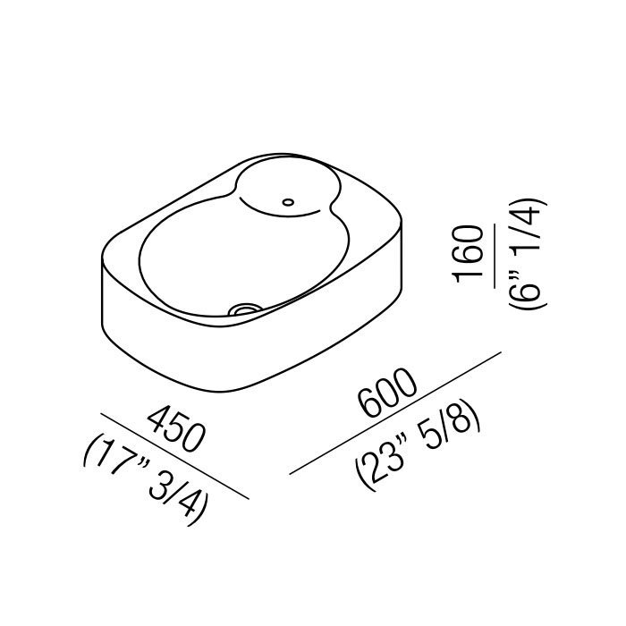 Agape Nivis Раковина 60х45х16 см, с 1 отв., цвет: белый