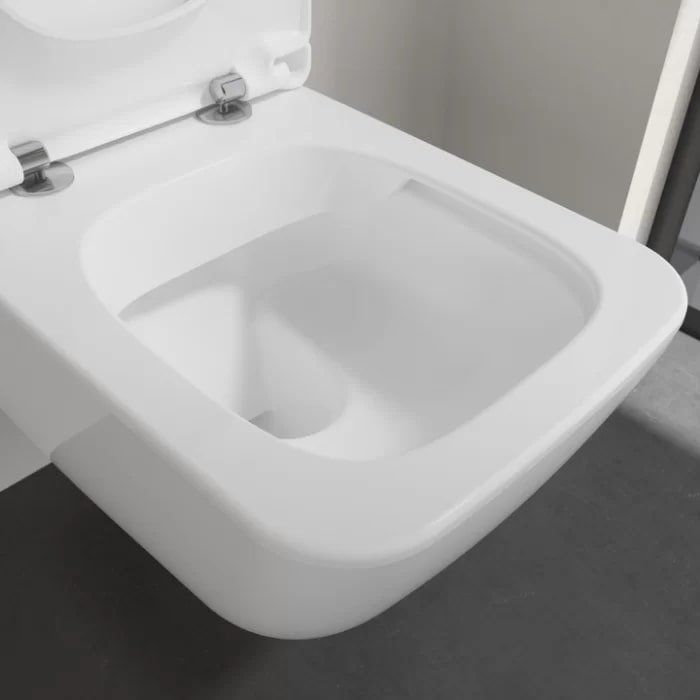 Villeroy&Boch Venticello Унитаз 37.5х56х33см., подвесной, безободковый, в комплекте сиденье SlimSeat c микролифтом, CeramicPlus, цвет: альпийский белый