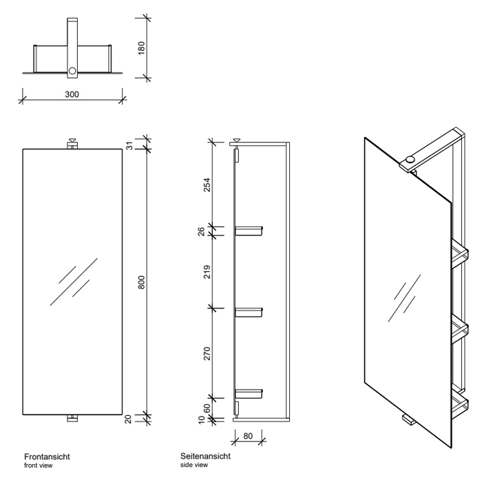 Decor Walther SP 31 Зеркало вращающееся 30x18x80см, подвесное, цвет: хром