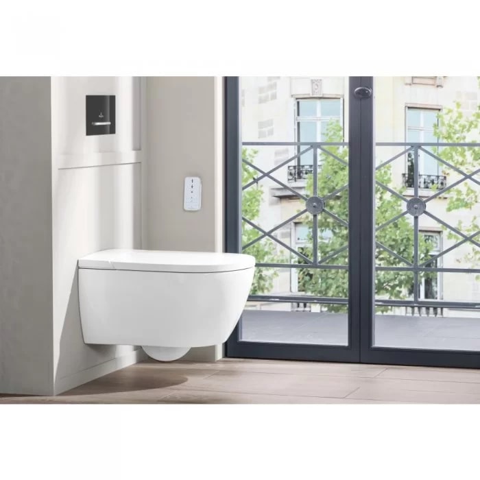 Villeroy&Boch Viclean Унитаз-биде 38.5х59.5х36см., подвесной, в комплекте с сиденьем, покрытие CeramicPlus, цвет: альпийский белый