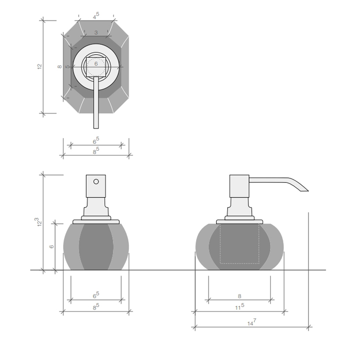 Decor Walther Kristall SSP Дозатор для мыла, настольный, цвет: хрусталь антрацит/золото