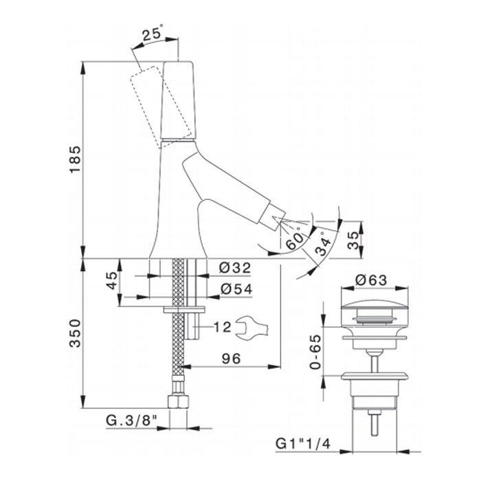 CISAL Vita Смеситель однорычажный для биде 1 отверстие с донным клапаном, цвет: хром