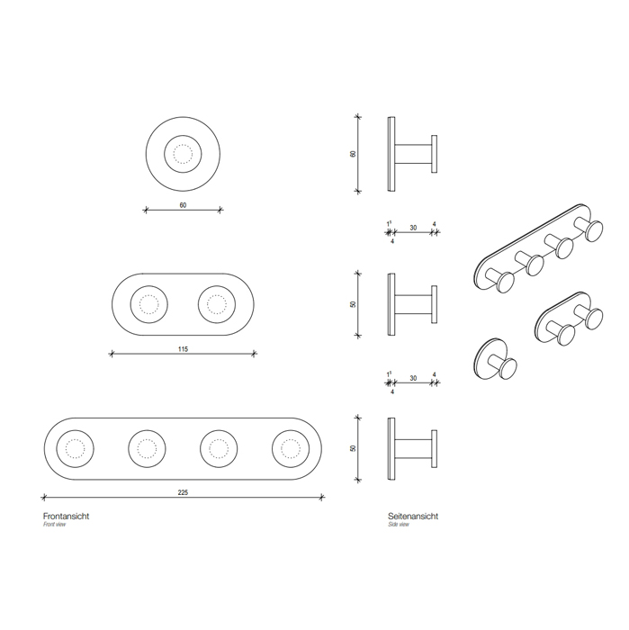 Decor Walther Tube KHAK1 Крючок самоклеящийся, подвесной, цвет: хром