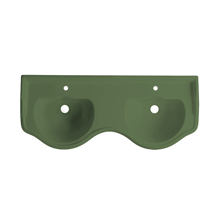 Kerasan Retro Раковина двойная 120 см, с 1 отв., с переливом, цвет: verde matte