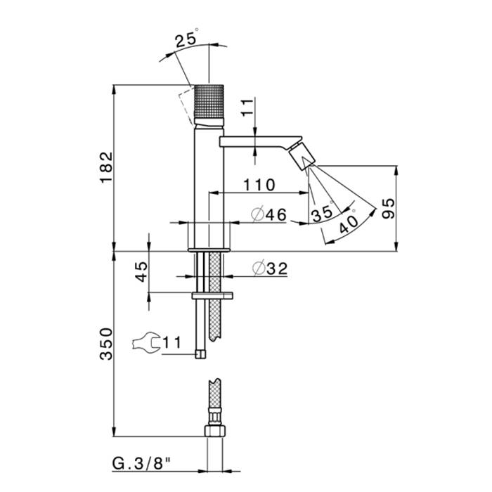 Cisal X32 Смеситель для биде, на 1 отв., цвет Brushed Stainless Steel