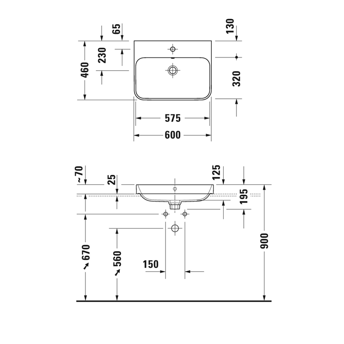 Duravit Happy D.2 Plus Раковина накладная, 60х46см., с 1 отв., выпуск с керамической крышкой, WonderGliss, цвет: Anthracite matt