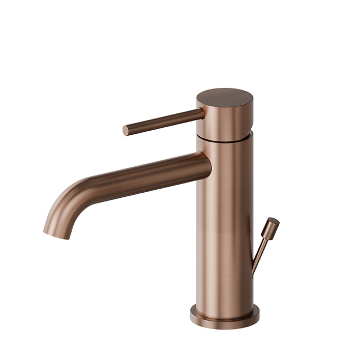 Newform X-STEEL 316 Смеситель для раковины на 1 отв.,  с донный клапаном, излив 14.5см., цвет: PVD Brushed copper bronze
