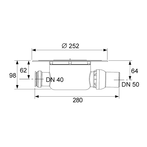TECE Сифон горизонтальный DN50