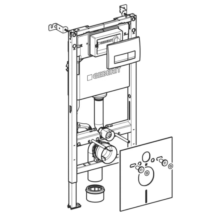 Geberit Duofix Инсталляция для подвесного унитаза 112см., со смыв. бачком Delta 12 см., с креплением и клавишей Delta50