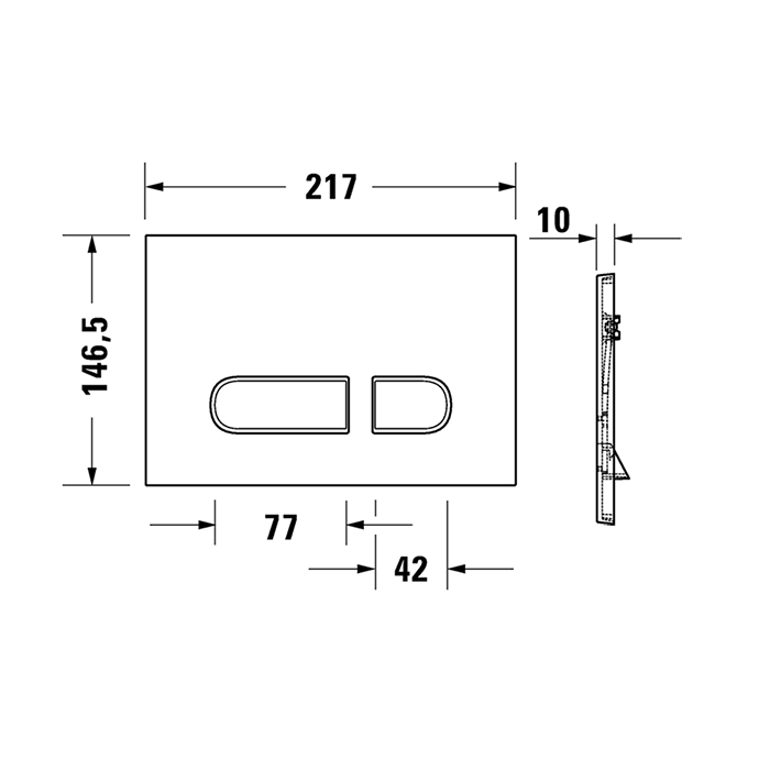 Duravit DuraSystem А1 Клавиша смыва для унитаза, 21.7х14.6см, двойной смыв, фронтальная пластина, цвет: хром