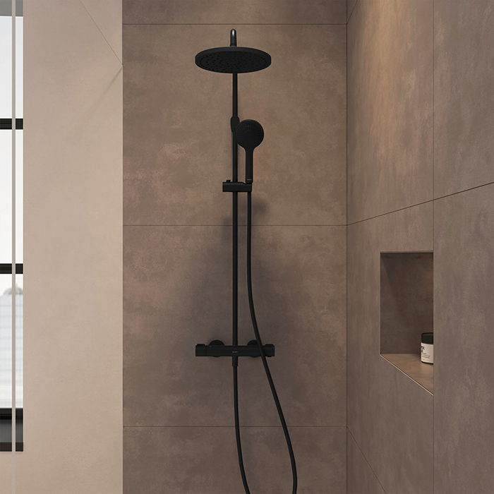 Duravit Shower Systems Душевая система в комплекте с термостатическим смесителем, цвет: чёрный матовый